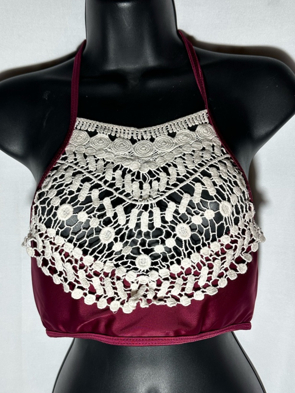🍷Wine Crochet Halter Cami Crop Top  Boho| Chic | Feminine | Small Fast Shipping